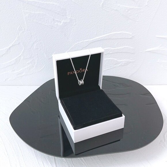 Pandora Signature series logo Pave inlaid small waist beaded 3-in-1 pendant neck - Picture 4 of 6